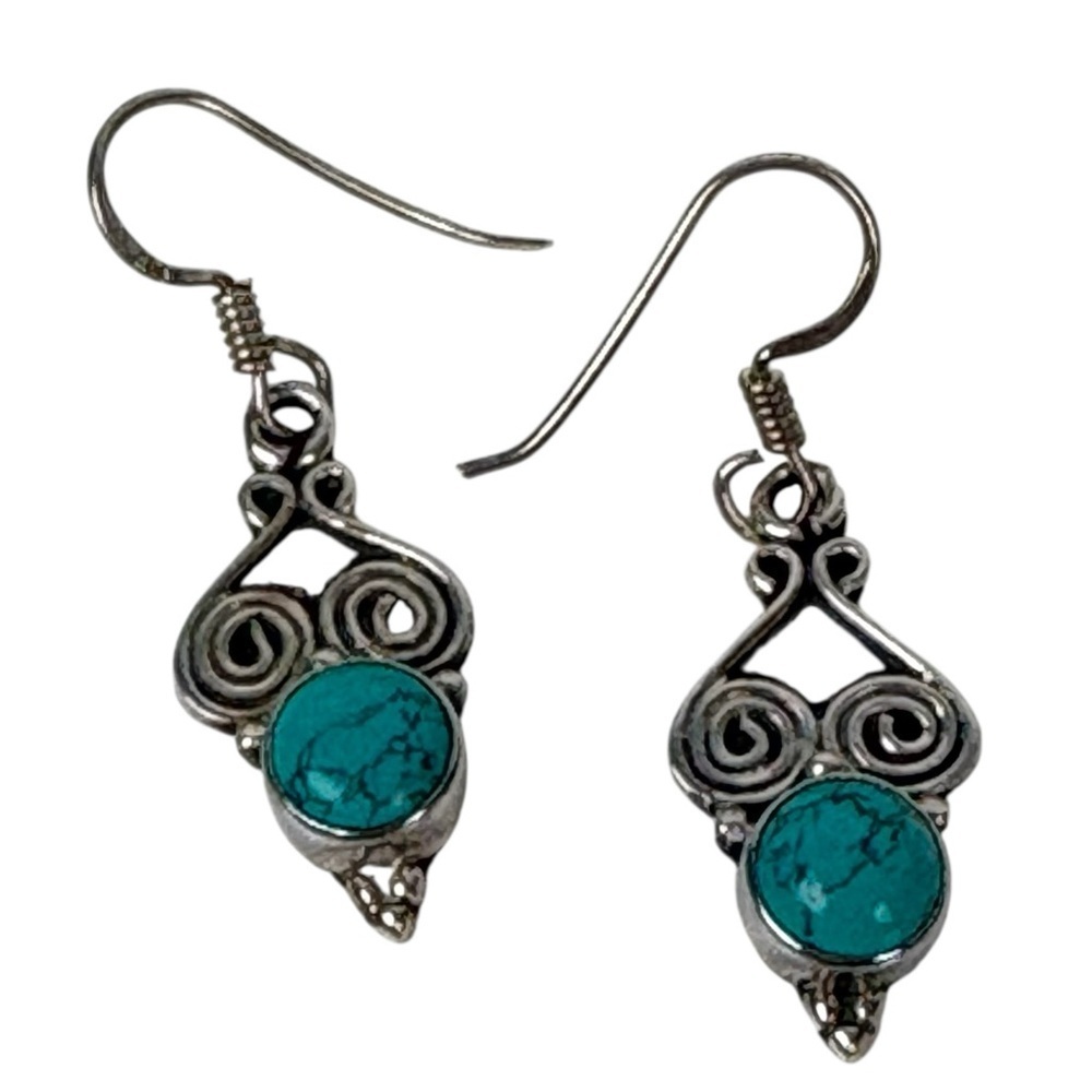 Turquoise and Sterling Silver Drop Earrings